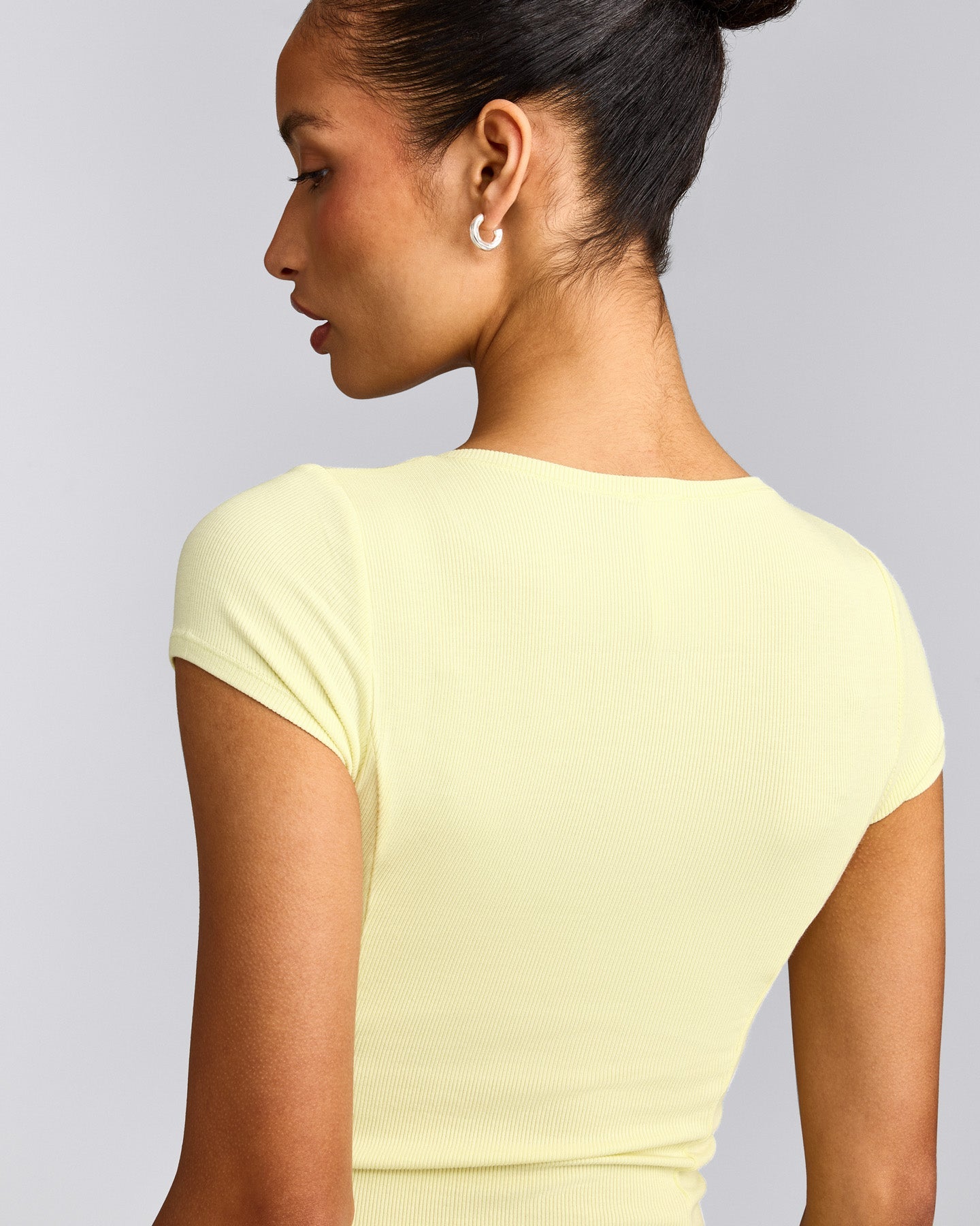 Mellow™ Rib Mid Short Sleeve Cardigan | Pastel Yellow