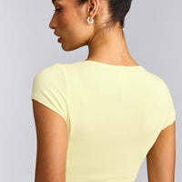 Mellow™ Rib Mid Short Sleeve Cardigan | Pastel Yellow