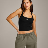 Mellow™ Rib Racer Back Mid Vest with Built in Bra Shelf | Black