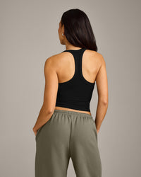 Mellow™ Rib Racer Back Mid Vest with Built in Bra Shelf | Black
