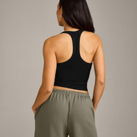 Mellow™ Rib Racer Back Mid Vest with Built in Bra Shelf | Black