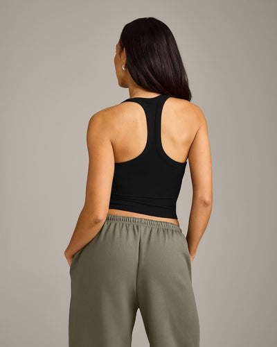 Mellow™ Rib Racer Back Mid Vest with Built in Bra Shelf | Black
