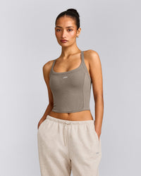Mellow™ Rib Racer Back Mid Vest with Built in Bra Shelf | Warm Minky