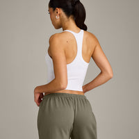 Mellow™ Rib Racer Back Mid Vest with Built in Bra Shelf | White