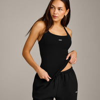 Mellow™ Rib Racer Back Vest with Built in Bra Shelf | Black