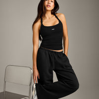 Mellow™ Rib Racer Back Vest with Built in Bra Shelf | Black
