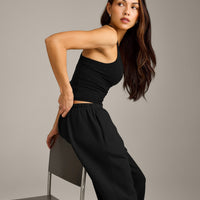 Mellow™ Rib Racer Back Vest with Built in Bra Shelf | Black