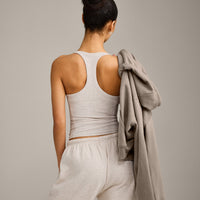 Mellow™ Rib Racer Back Vest with Built in Bra Shelf | Oat Marl
