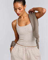 Mellow™ Rib Racer Back Vest with Built in Bra Shelf | Oat Marl