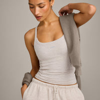 Mellow™ Rib Racer Back Vest with Built in Bra Shelf | Oat Marl