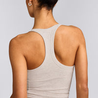 Mellow™ Rib Racer Back Vest with Built in Bra Shelf | Oat Marl