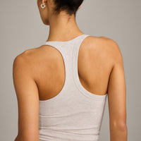 Mellow™ Rib Racer Back Vest with Built in Bra Shelf | Oat Marl