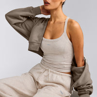 Mellow™ Rib Racer Back Vest with Built in Bra Shelf | Oat Marl