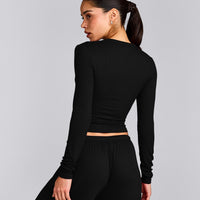 Oner At Home Night Button Down Long Sleeve Top | Black