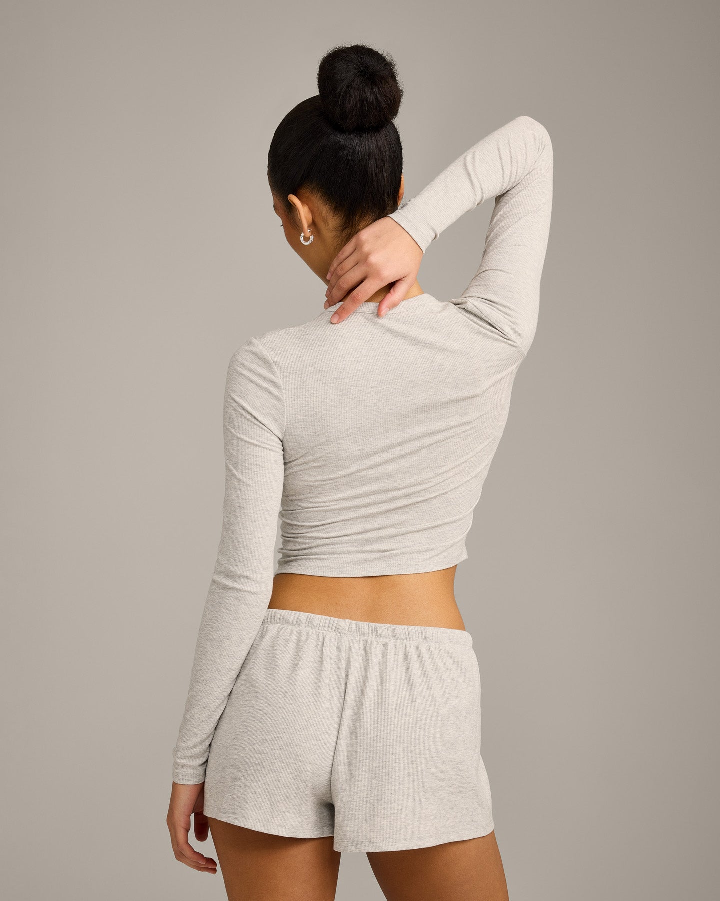 Oner At Home Night Button Down Long Sleeve Top | Oat Marl