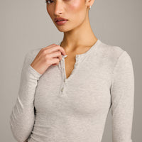 Oner At Home Night Button Down Long Sleeve Top | Oat Marl