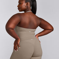 SoftMotion™ Halter Neck Mid Vest with Built in Bra Shelf with Grey Logo | Minky