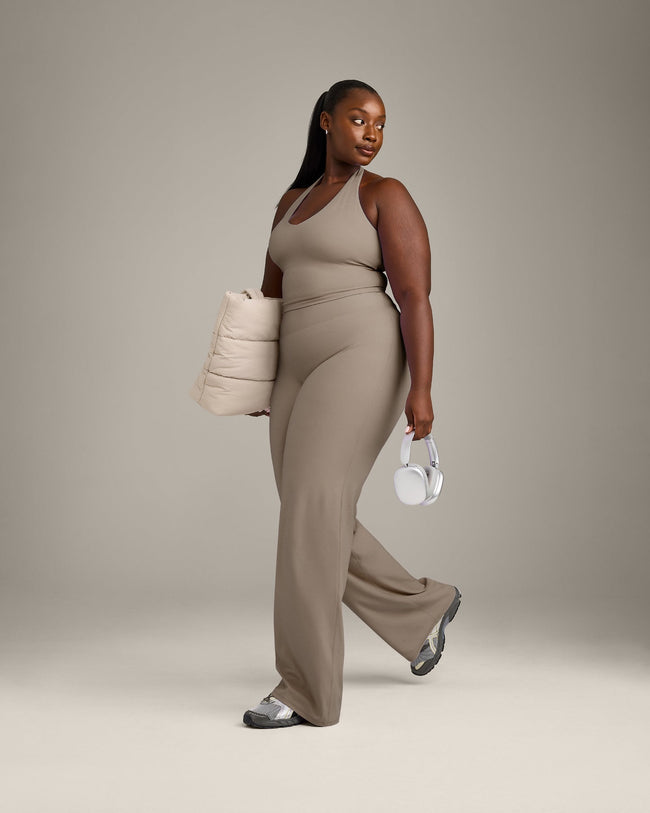 SoftMotion™ Halter Neck Mid Vest with Built in Bra Shelf with Grey Logo | Minky