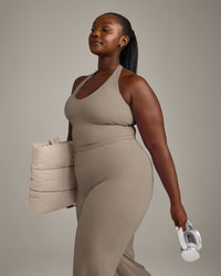 SoftMotion™ Halter Neck Mid Vest with Built in Bra Shelf with Grey Logo | Minky