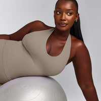 SoftMotion™ Halter Neck Vest with Built in Bra Shelf with Grey Logo | Minky