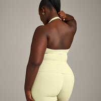 SoftMotion™ Halter Neck Vest with Built in Bra Shelf with Grey Logo | Pastel Yellow