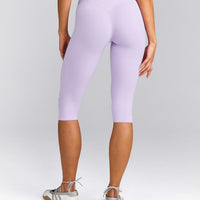 SoftMotion™ High Waisted Capri Leggings with Grey Logo | Lavender Purple