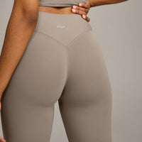 SoftMotion™ High Waisted Capri Leggings with Grey Logo | Minky