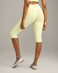 SoftMotion™ High Waisted Capri Leggings with Grey Logo | Pastel Yellow