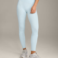 SoftMotion™ High Waisted Leggings with Grey Logo | Cloud Blue