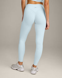 SoftMotion™ High Waisted Leggings with Grey Logo | Cloud Blue