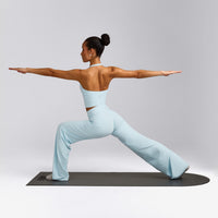 SoftMotion™ Straight Leg Bottoms with Grey Logo | Cloud Blue