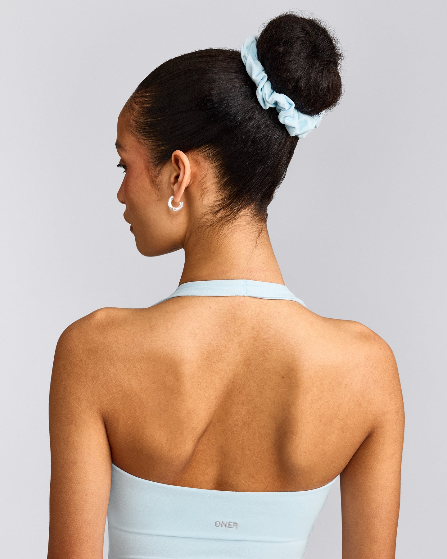 SoftMotion™ Scrunchie with Grey Logo | Cloud Blue