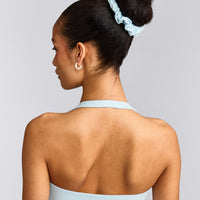 SoftMotion™ Scrunchie with Grey Logo | Cloud Blue