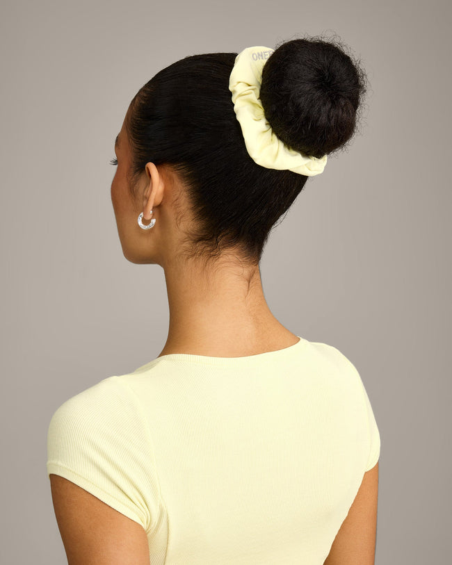 SoftMotion™ Scrunchie with Grey Logo | Pastel Yellow