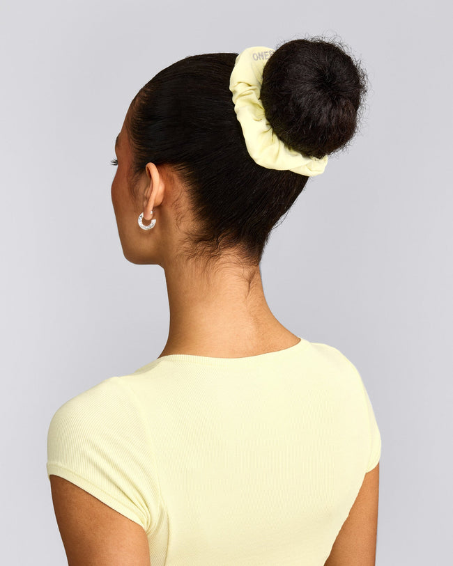 SoftMotion™ Scrunchie with Grey Logo | Pastel Yellow