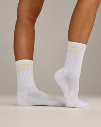 Varsity Stripe Long Crew Socks 1 Pack | Pastel Yellow
