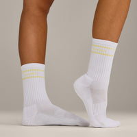 Varsity Stripe Long Crew Socks 1 Pack | Pastel Yellow