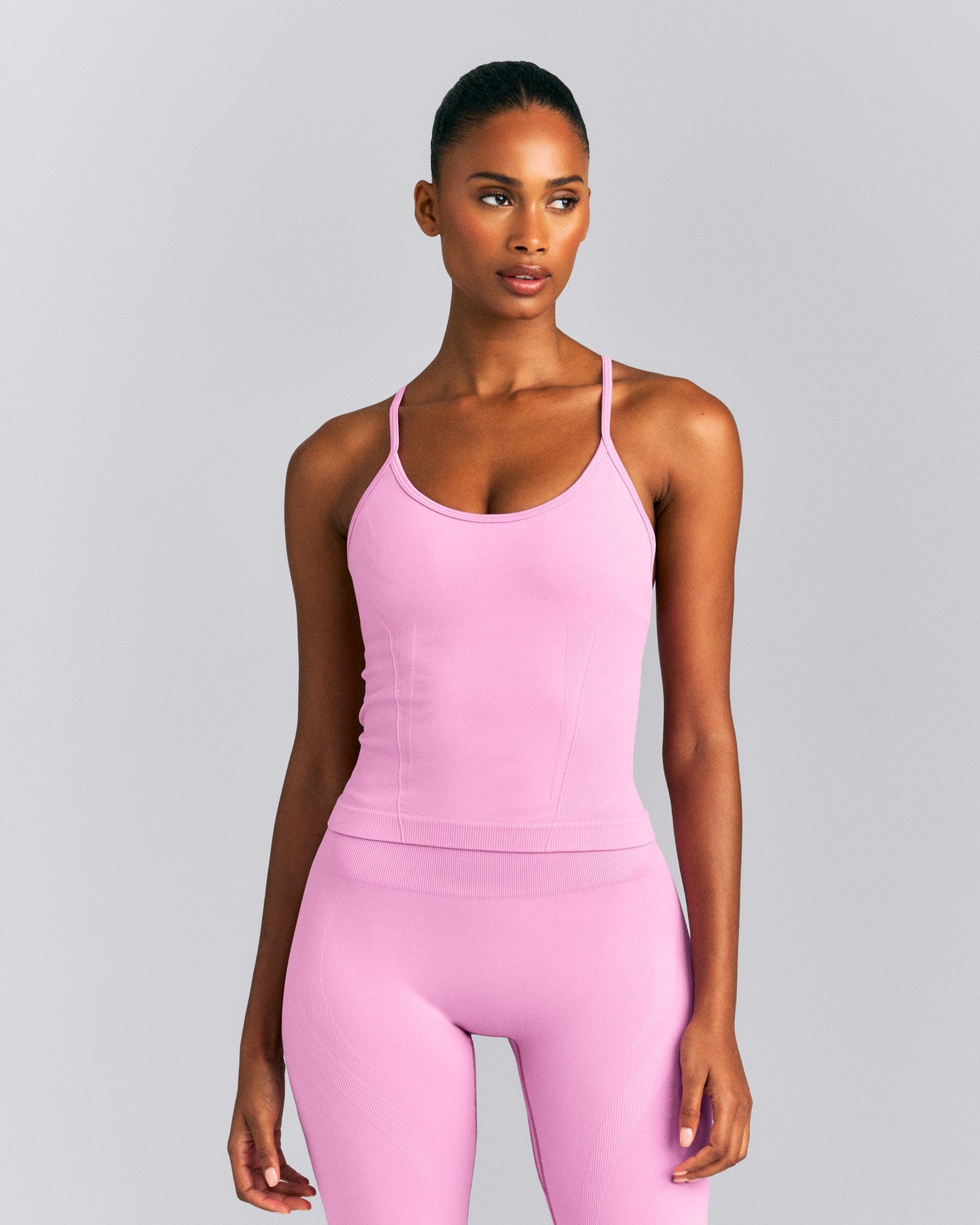 EnhanceLift™ Seamless Strappy Racer Vest with Built in Bra New Branding | Rose Pink