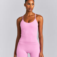 EnhanceLift™ Seamless Strappy Racer Vest with Built in Bra | Rose Pink