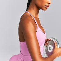 EnhanceLift™ Seamless Strappy Racer Vest with Built in Bra | Rose Pink