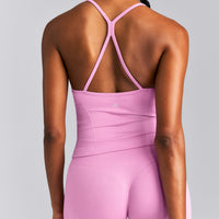 EnhanceLift™ Seamless Strappy Racer Vest with Built in Bra | Rose Pink