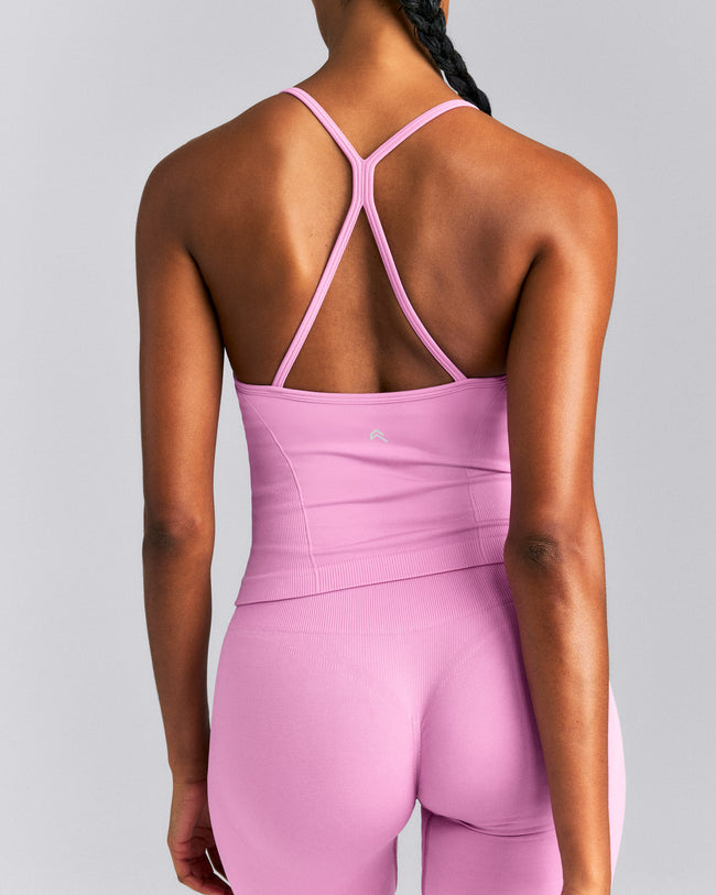 EnhanceLift™ Seamless Strappy Racer Vest with Built in Bra | Rose Pink
