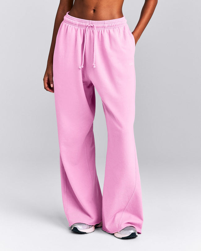 Cotton Vintage Lounge Wide Leg Joggers | Rose Pink