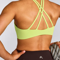 EasyLift™ High Neck Sports Bra with Grey Logo | Citrus Green