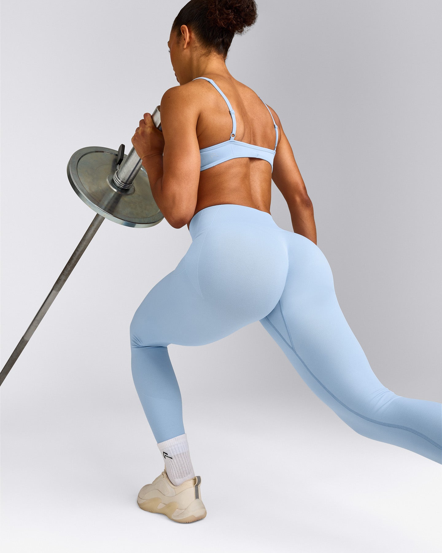 EnhanceLift™ Seamless Leggings with Grey Logo | Powdered Blue