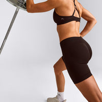 EnhanceLift™ Seamless Shorts with Grey Logo | 70% Cocoa