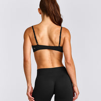 EnhanceLift™ Seamless Minimal Bralette with Grey Logo | Black