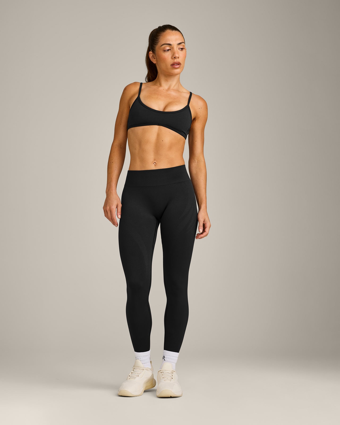 EnhanceLift™ Seamless Minimal Bralette with Grey Logo | Black