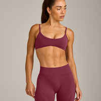 EnhanceLift™ Seamless Minimal Bralette with Grey Logo | Burnt Maroon Red