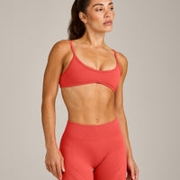 EnhanceLift™ Seamless Minimal Bralette with Grey Logo | Dark Charged Coral